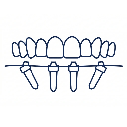 Ícone representativo de prótese total sobre implantes